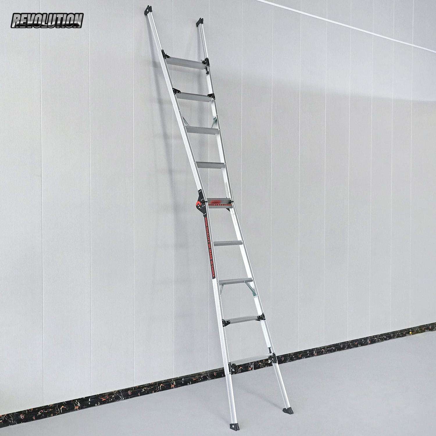 Heavy Duty Aluminum Folding Step Platform Ladder, Adjustable Multi-Purpose A-Frame Work Step Stool for Home Maintenance & Construction