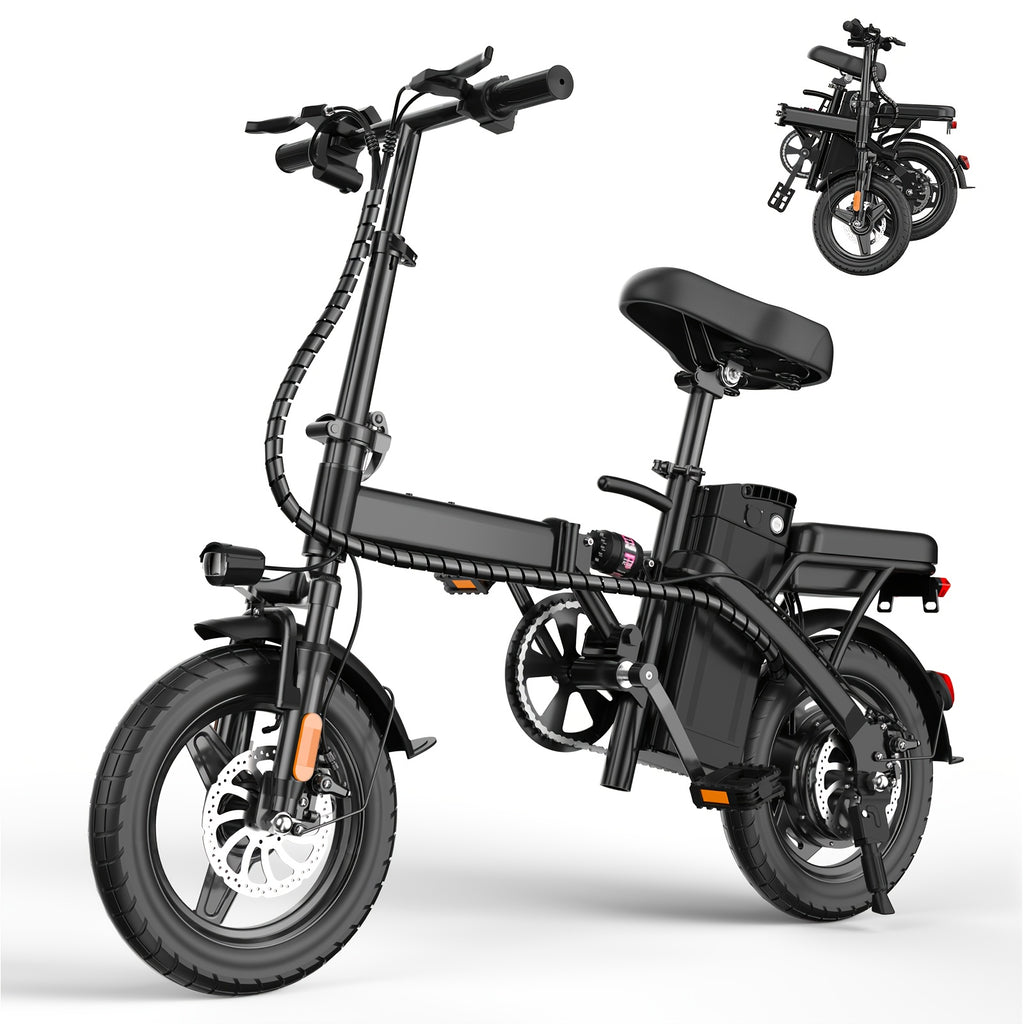 350W Folding Electric Bike, 48V 10AH Battery Foldable E-Bike with LED Display, 18MPH Max Speed 20 Miles Range 14 Inch Mini Commuter Ebike