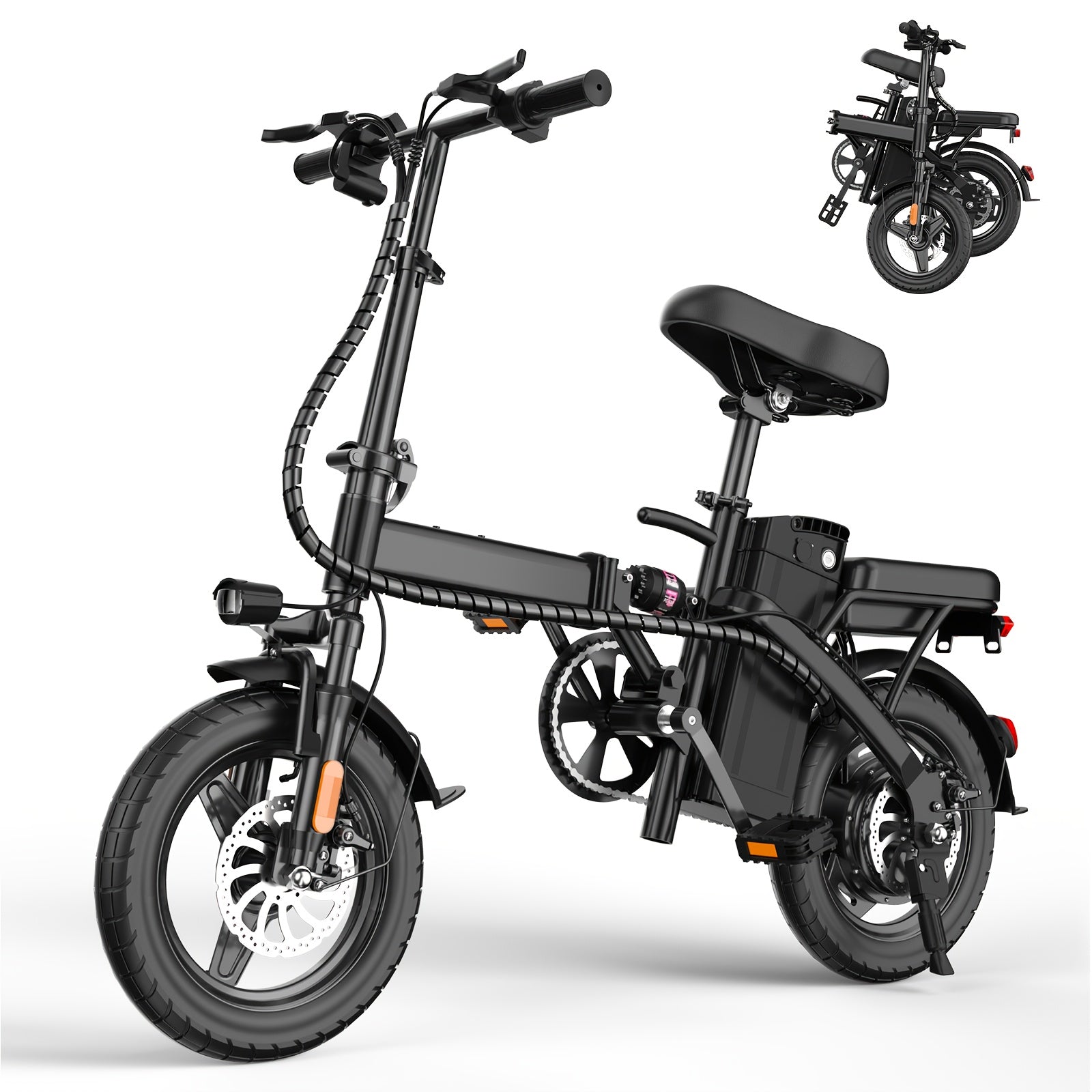 350W Folding Electric Bike, 48V 10AH Battery Foldable E-Bike with LED Display, 18MPH Max Speed 20 Miles Range 14 Inch Mini Commuter Ebike