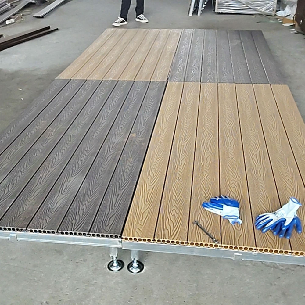 Portable Modular WPC Event Deck Platform, Adjustable Height Waterproof Outdoor Flooring for Backyard, Poolside & Temporary Party Stage