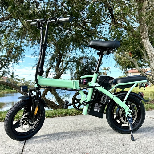 350W Folding Electric Bike, 48V 10AH Battery Foldable E-Bike with LED Display, 18MPH Max Speed 20 Miles Range 14 Inch Mini Commuter Ebike