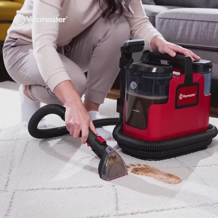 17Kpa Portable Spot Carpet Cleaner Machine, 6ft Long Hose Stain Remover with Dual Water Tank for Car Upholstery Rug Furniture