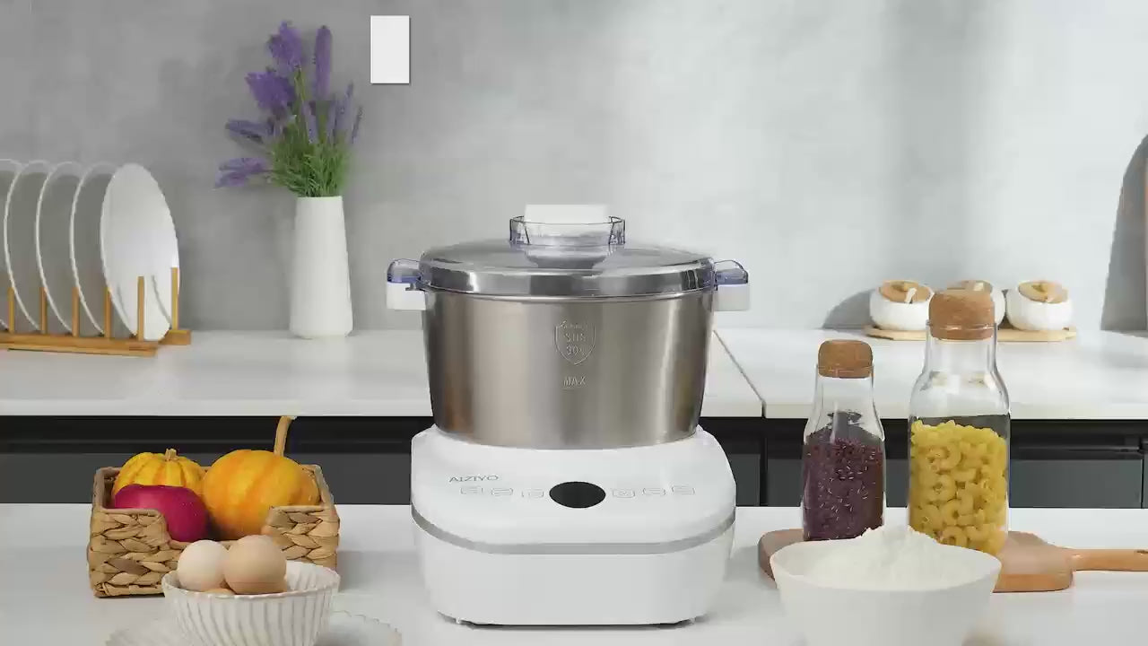 5QT/7QT 2 Colors Dough Mixer Machine, Smart Mix Proof Function 304 Stainless Steel Automatic Kneader for Pizza Bread Dumpling Noodle Home Bakery