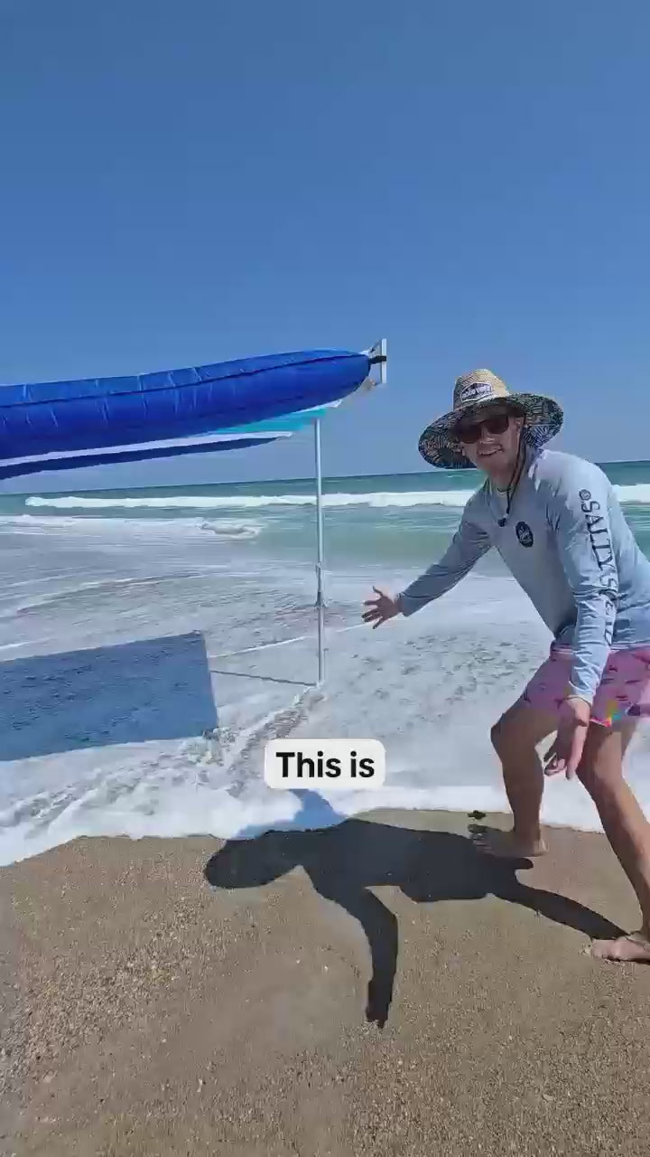 Wind Resistant Large Beach Sun Canopy Umbrella, Easy Setup Portable Outdoor Beach Shade Tent with Wide Coverage for Sand Poolside Camping
